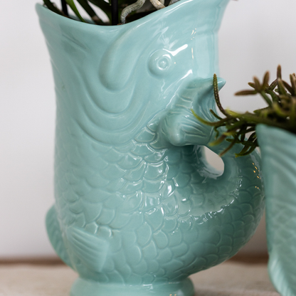 Vis Decoratieve Pot - Turquoise - 9cm