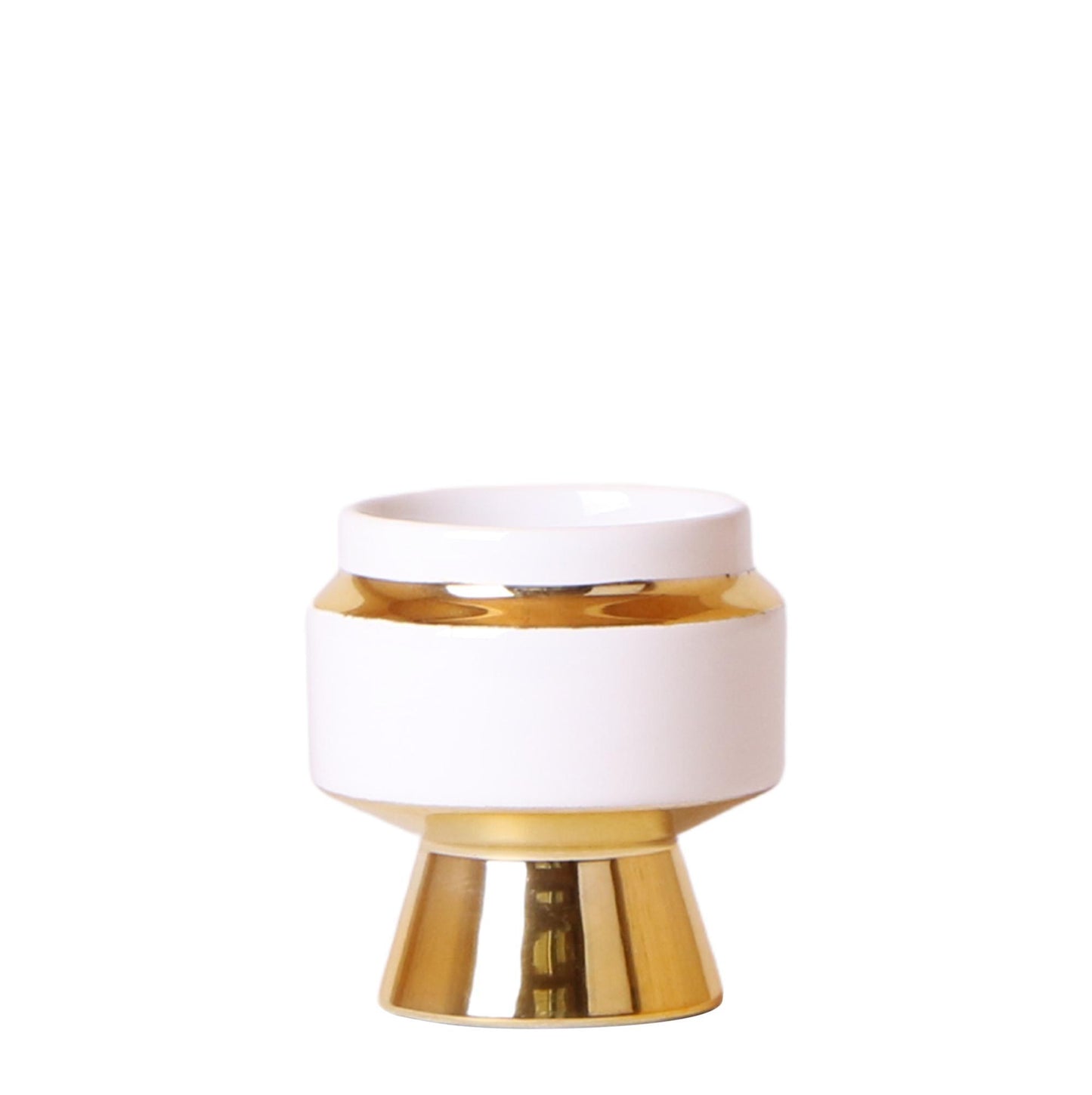 Le Chic Witte Keramische Decoratieve Pot met Gouden Details - Maat 6cm