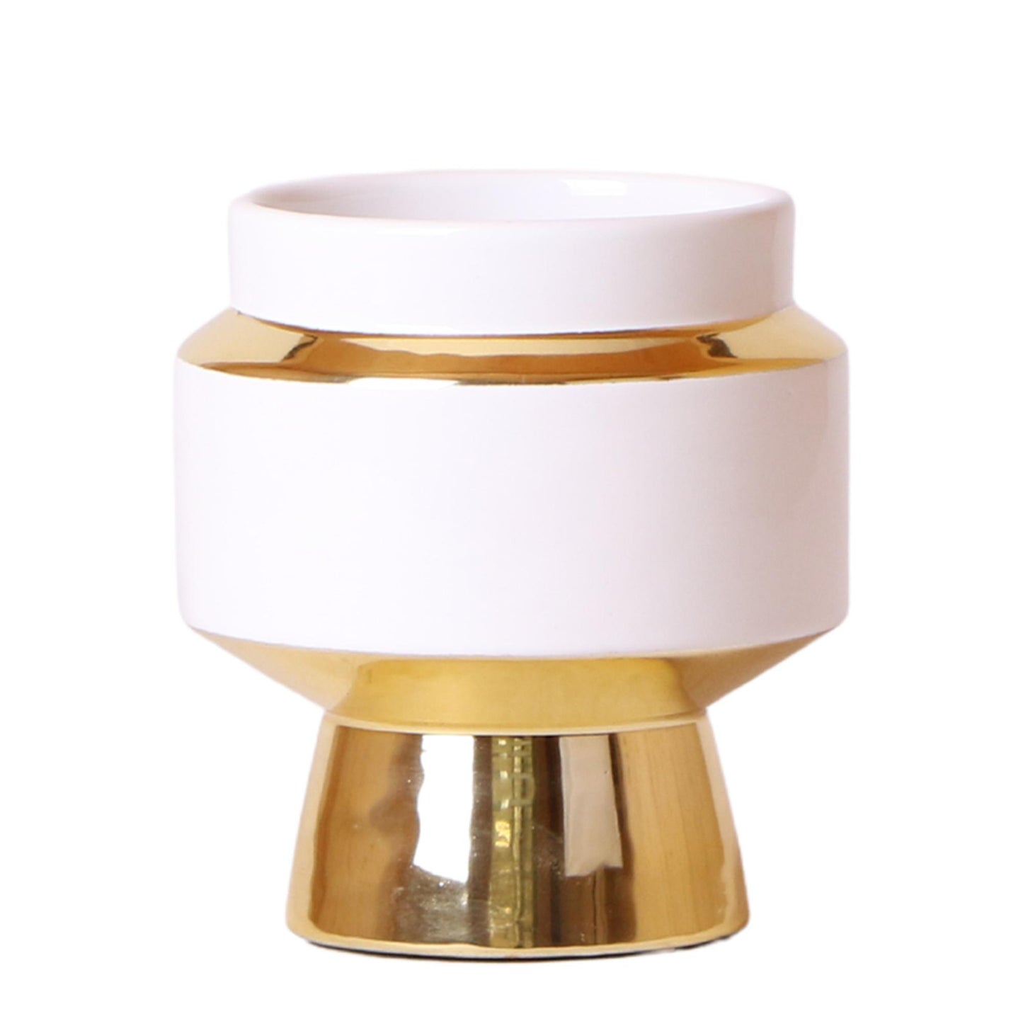 Le Chic Witte Keramische Decoratieve Pot met Gouden Details - Maat 9cm