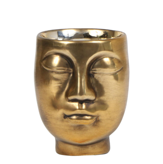 Face to face pot - Golden ceramic pot size 9cm