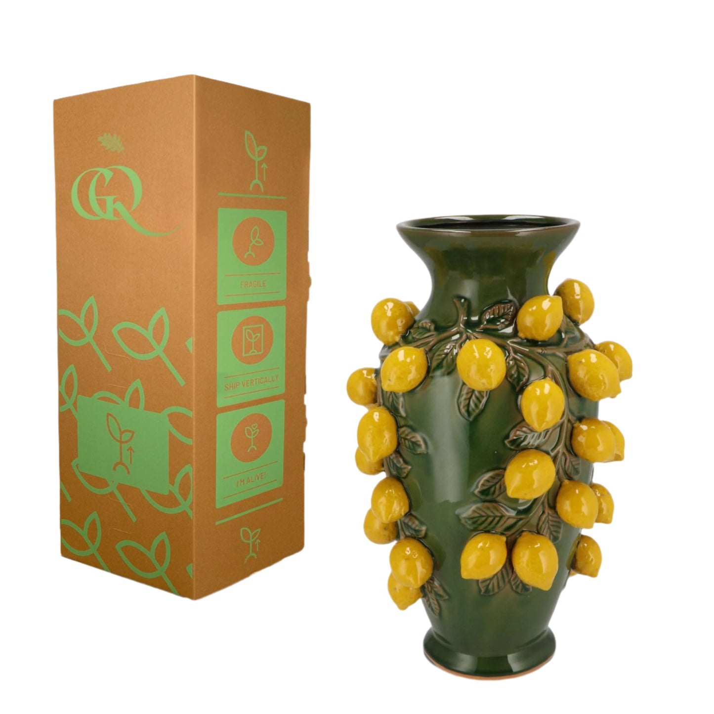 Ceramic Vase M - H38 W24 - Green- Lemon