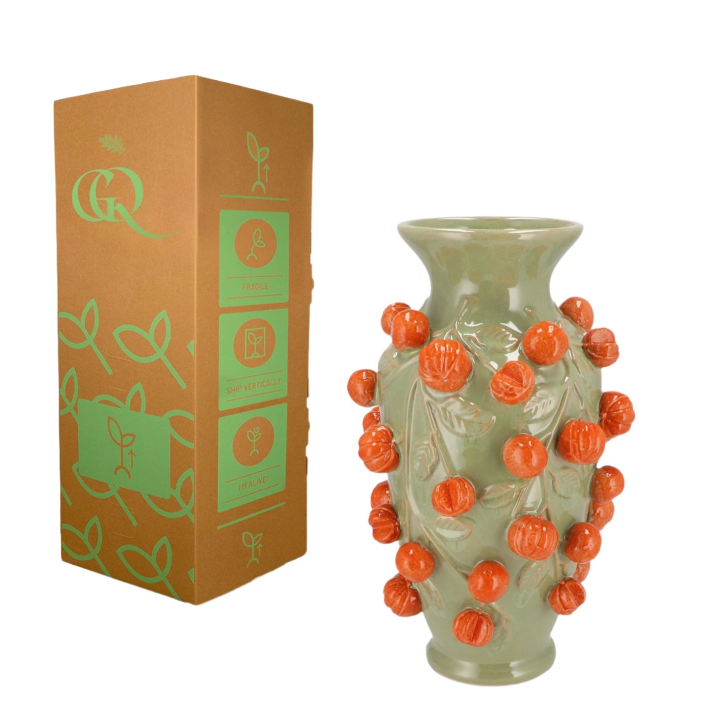 Ceramic Vase M - H38 W24 - Pistache green- Manderin