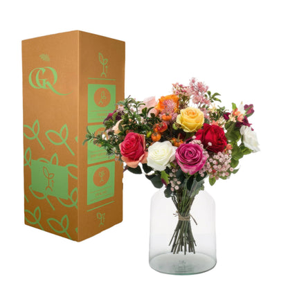 Ramo Artificial Rosas Flameadas - M - Tamaño 45 cm