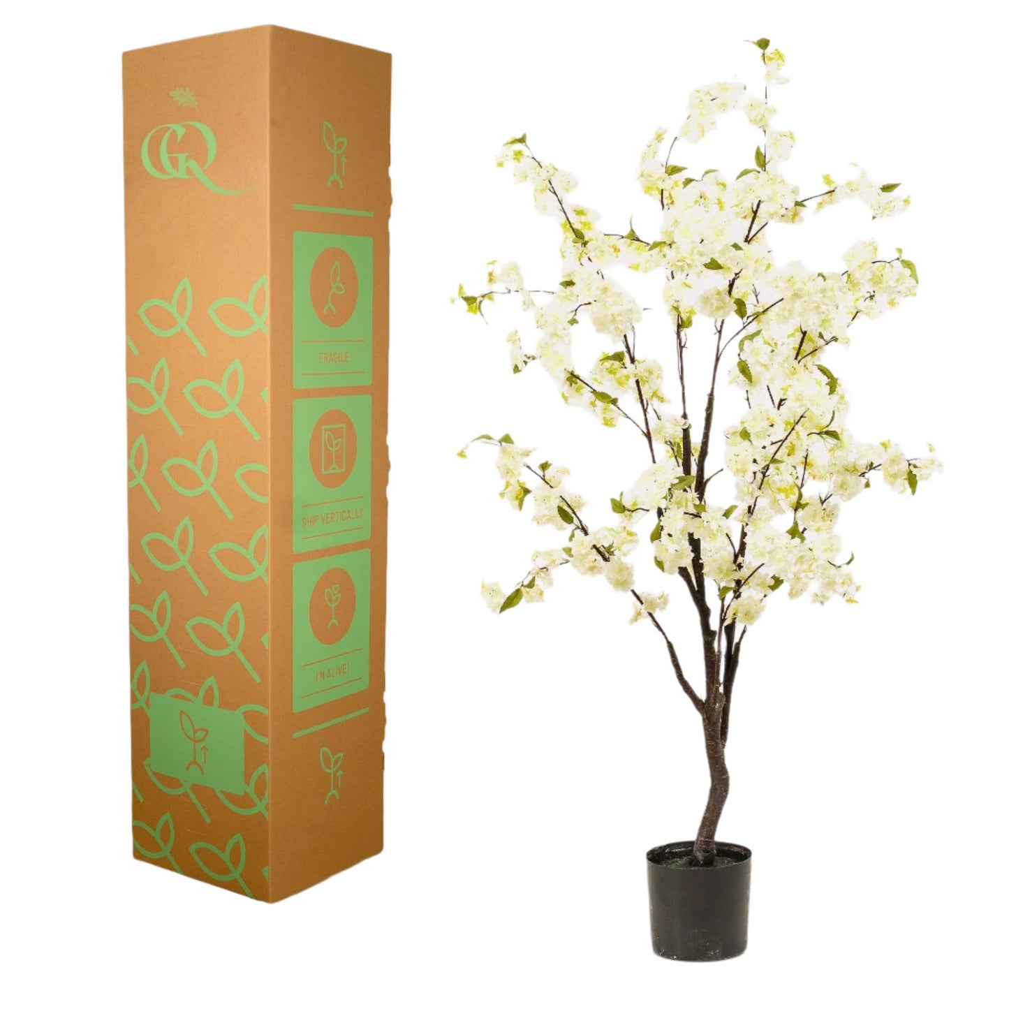 Artificial Cherry Blossom Tree - White - 135cm