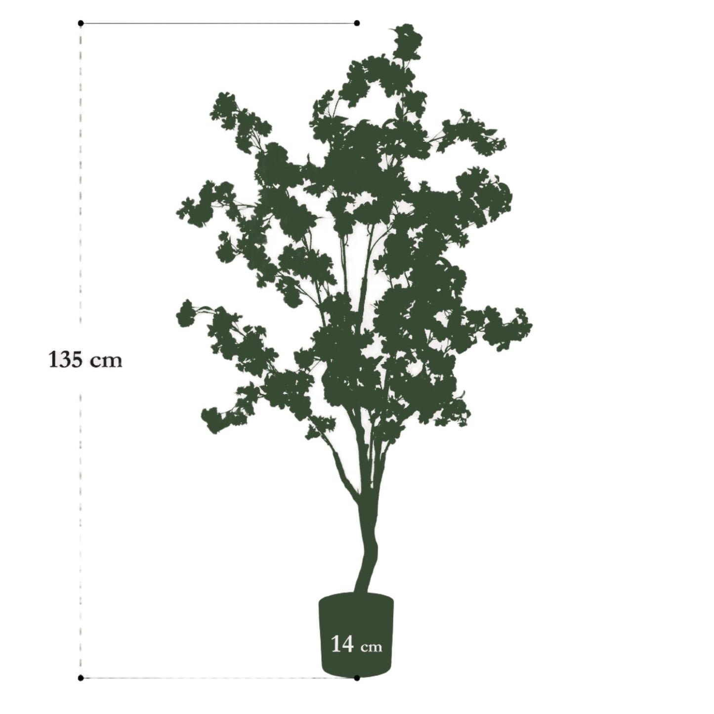 Artificial Cherry Blossom Tree - White - 135cm